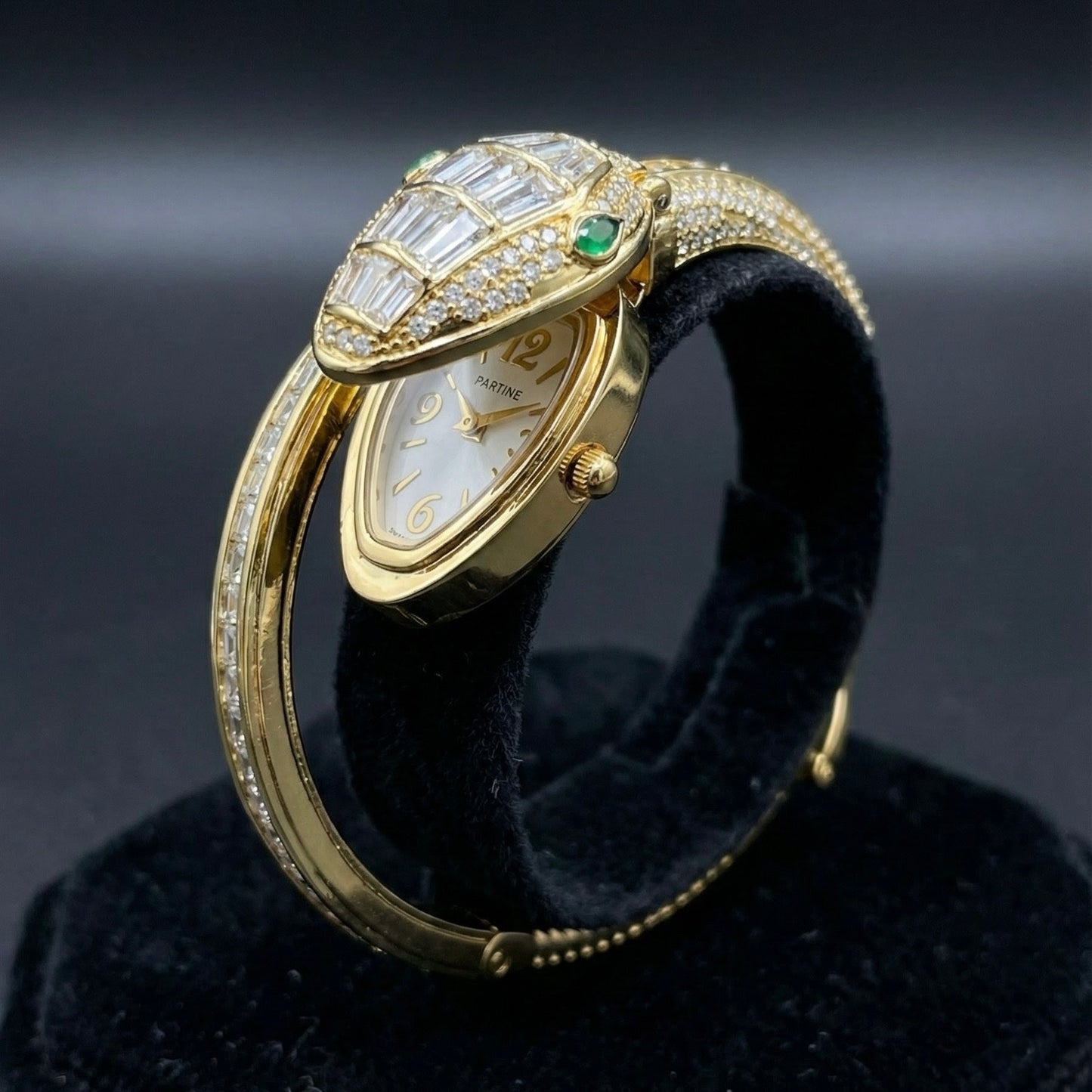 Luxury Gold Serpent Bracelet Watch – CZ Diamond Snake Design