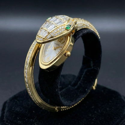 Luxury Gold Serpent Bracelet Watch – CZ Diamond Snake Design