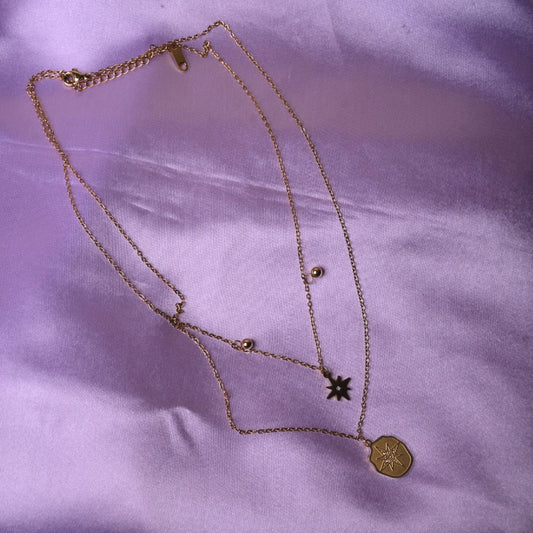 Starry Layered Chain Necklace in Gold