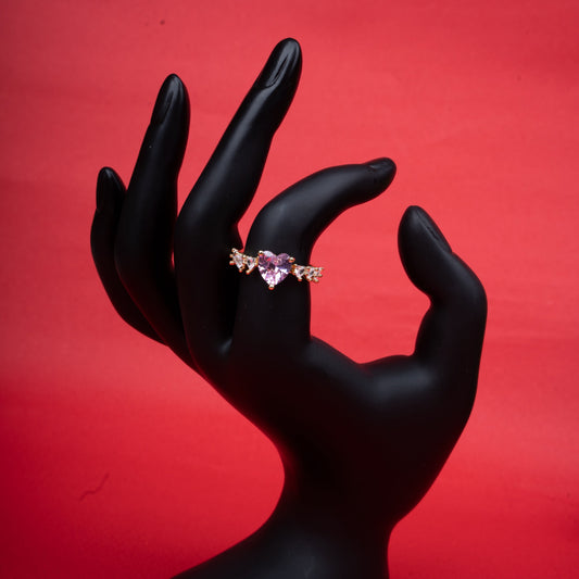 Elegant purple heart stone ring with sparkling side accents - Revaaj