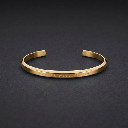 Minimalist Gold-Tone Engraved Cuff Bracelet