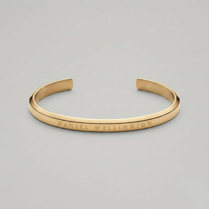 Minimalist Gold-Tone Engraved Cuff Bracelet
