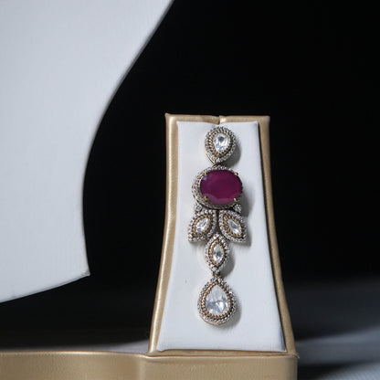 Royal Ruby Floral Necklace Set with Earrings