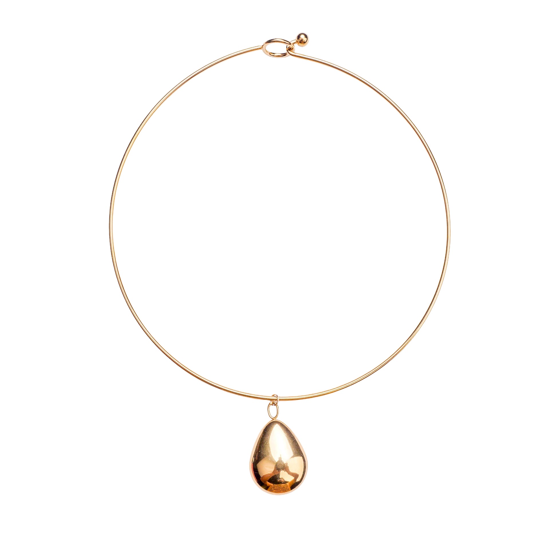 Minimalist teardrop choker necklace with polished metallic finish third view - Revaaj