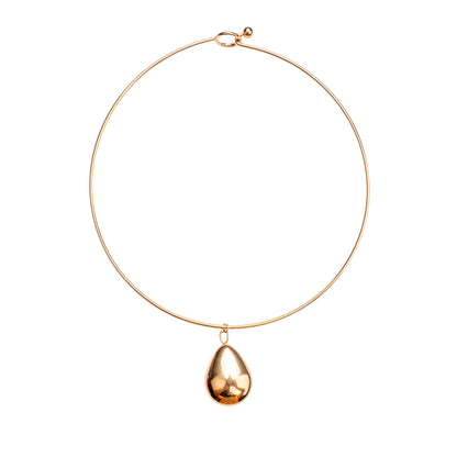 Minimalist teardrop choker necklace with polished metallic finish third view - Revaaj