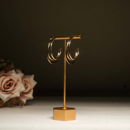 Classic Gold Plated Triple Hoop Earrings