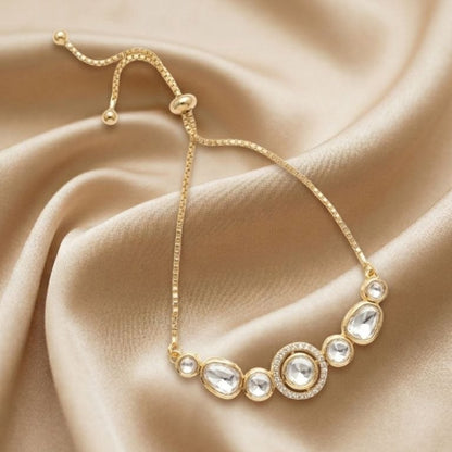Revaaj "Zuri" Gold-Toned Kundan-Inspired Adjustable Bracelet
