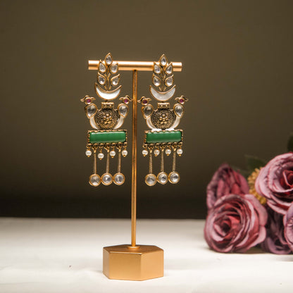 Antique Dangler Earrings with Bird Motifs & Pearls