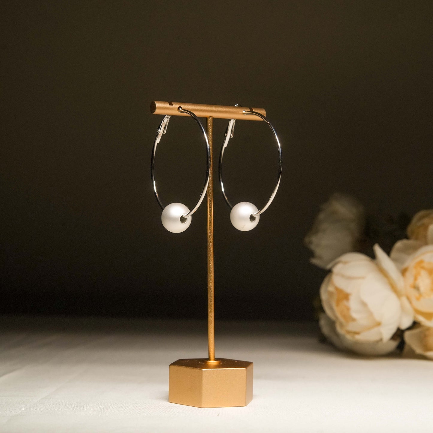 Minimalist Pearl Hoop Earrings