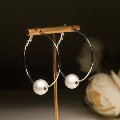Minimalist Pearl Hoop Earrings