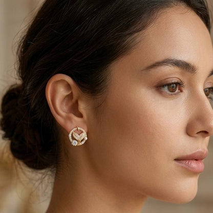 Mermaid Tail CZ Pearl Stud Earrings | Revaaj