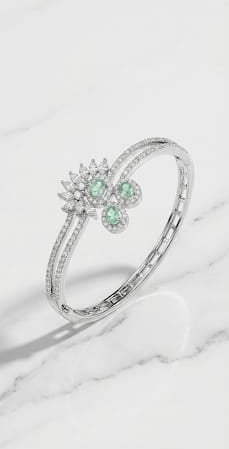 Silver-Tone Floral Green AD bracelet