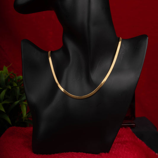 Minimalist gold flat snake chain necklace - Revaaj