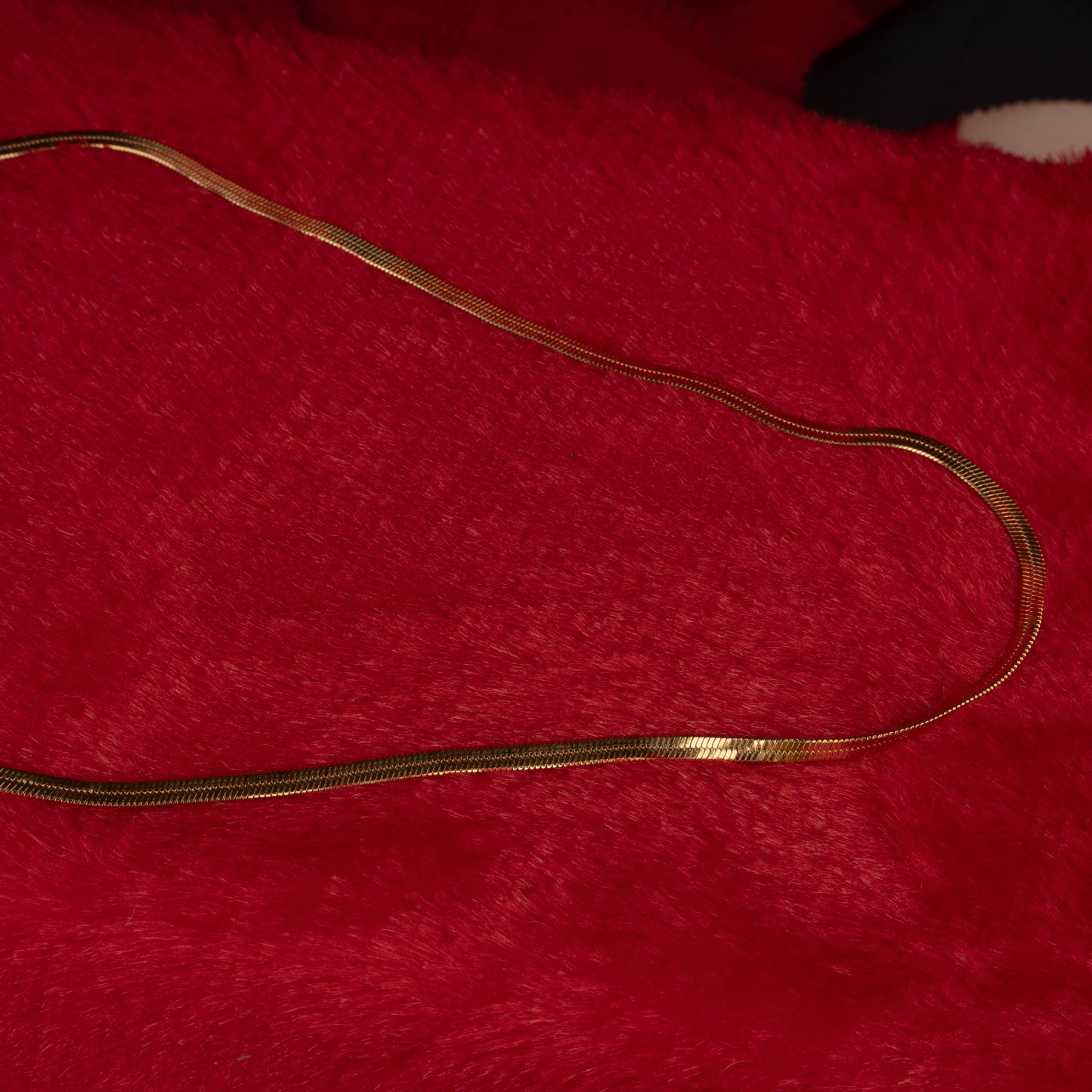 Minimalist gold flat snake chain necklace another view - Revaaj