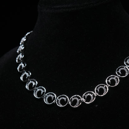 Celestial Halo Rhodium-Plated CZ Circle Necklace & Earrings Set