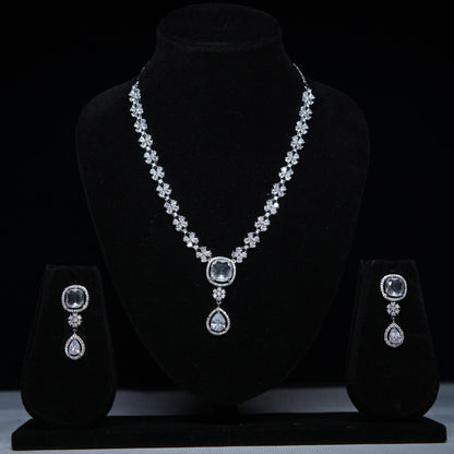 Moonlit Mist” Cushion & Teardrop CZ Necklace Set