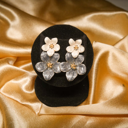 Dual Flower Resin Stud Earrings