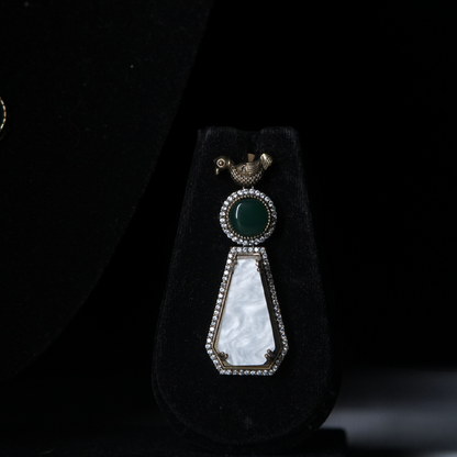 Green Aventurine & Mother of Pearl Long Necklace Set