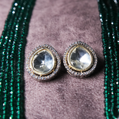 Royal Kundan Necklace Set with Green Beads & Earrings