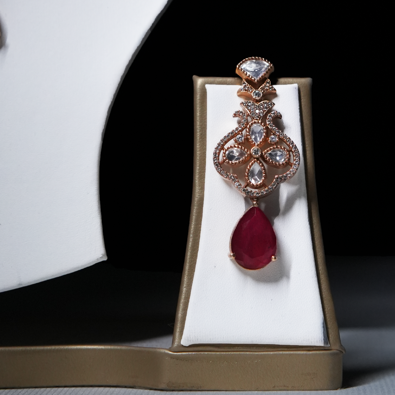 Ruby Drops Moissanite Diamond Necklace Set
