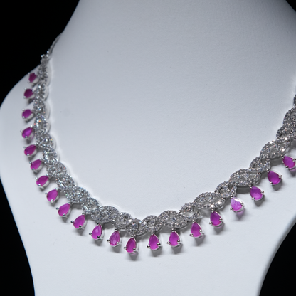 Pink Spark CZ Necklace Set