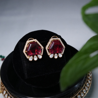 Red Ruby and White Zirconia Choker Necklace Set