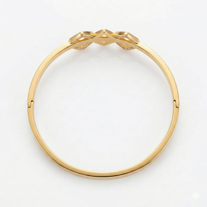 Geometric American Diamond Gold-Tone Bracelet