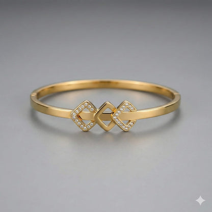 Geometric American Diamond Gold-Tone Bracelet