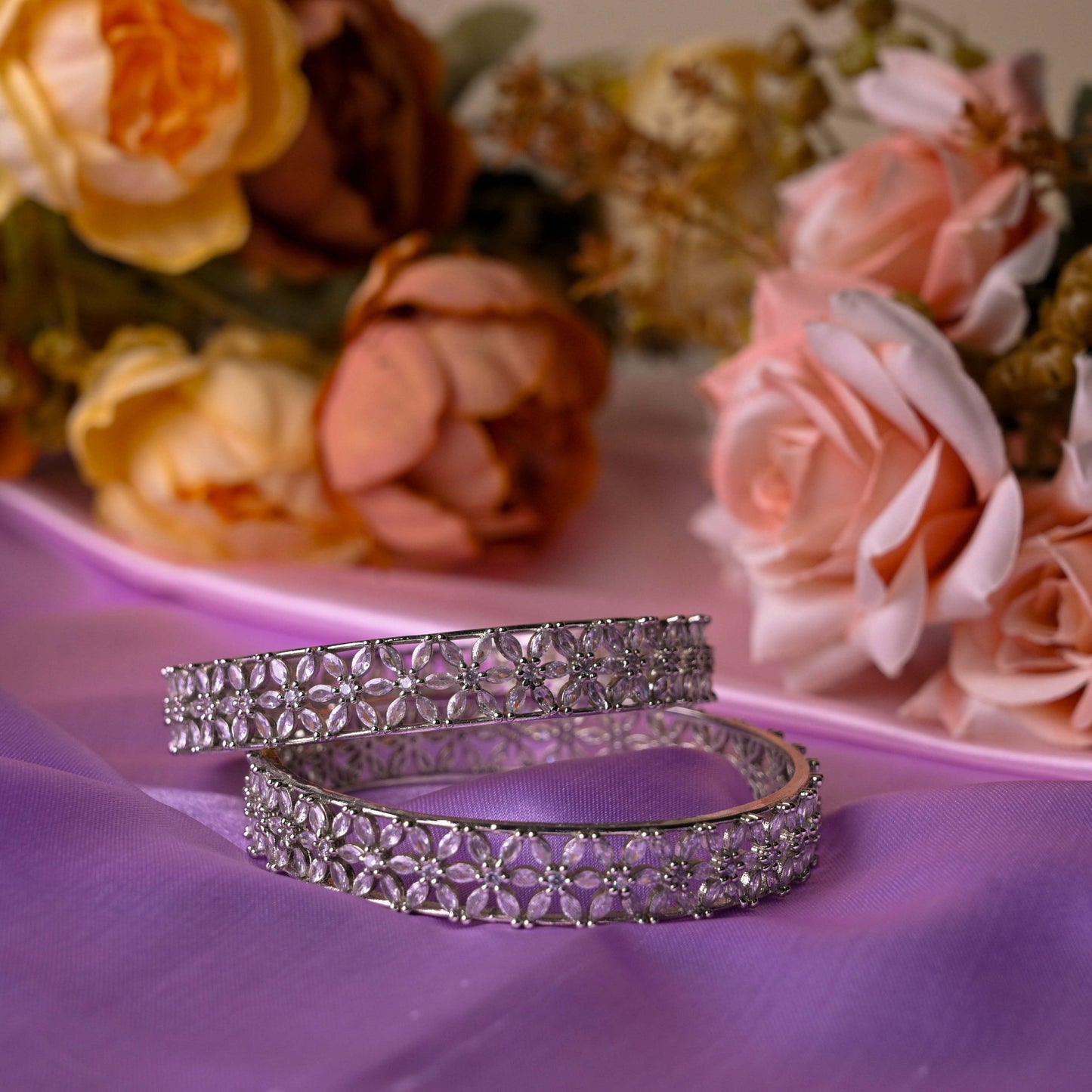 Floral Frost CZ Bangles