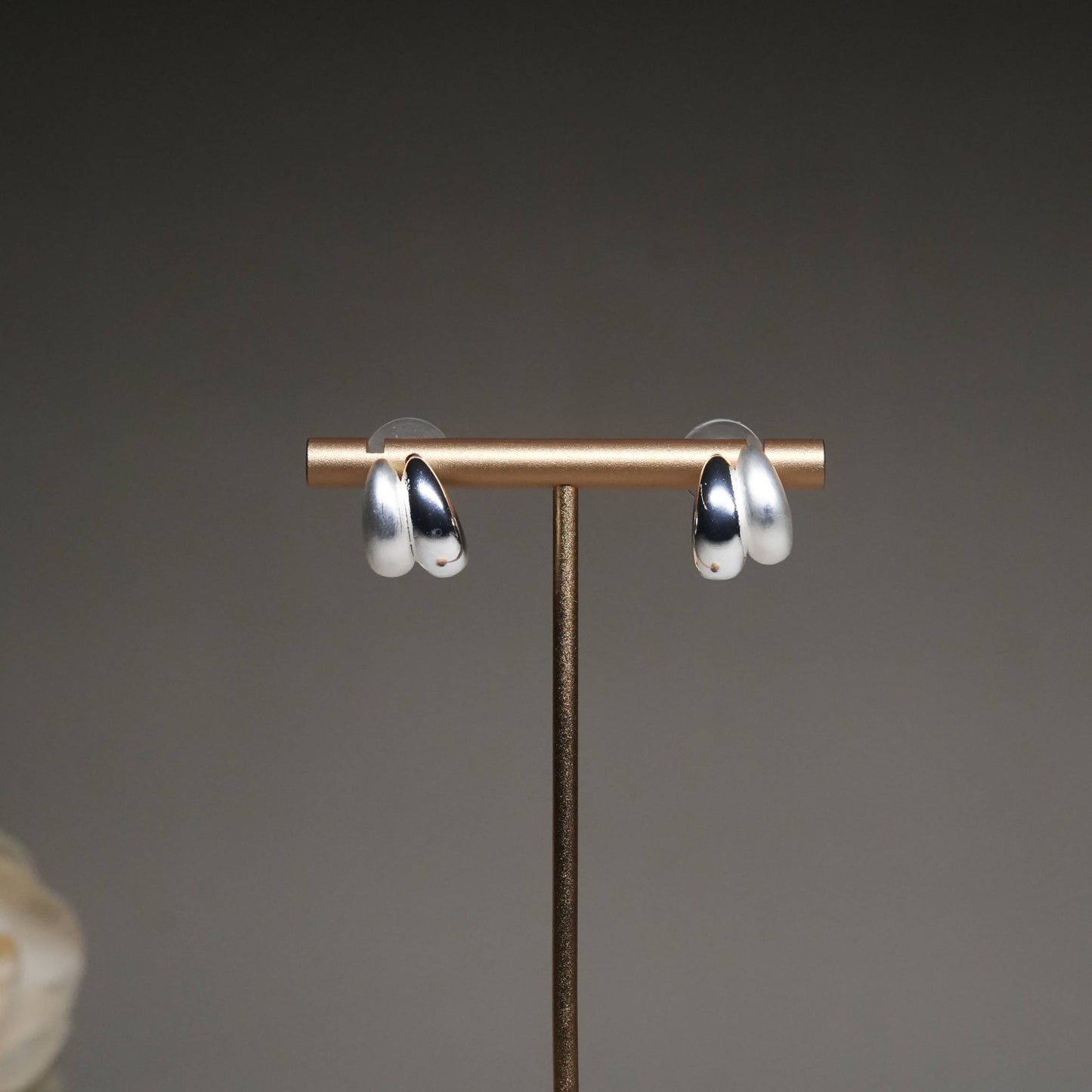 Minimalist Silver Hoop Earrings in Glossy Finish