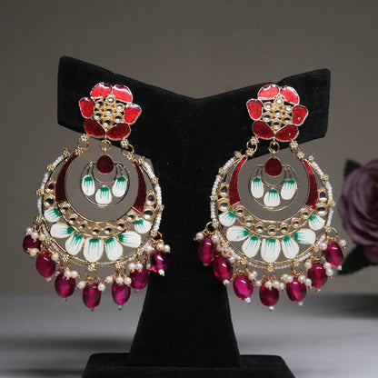 Red & Green Chandbali Earrings