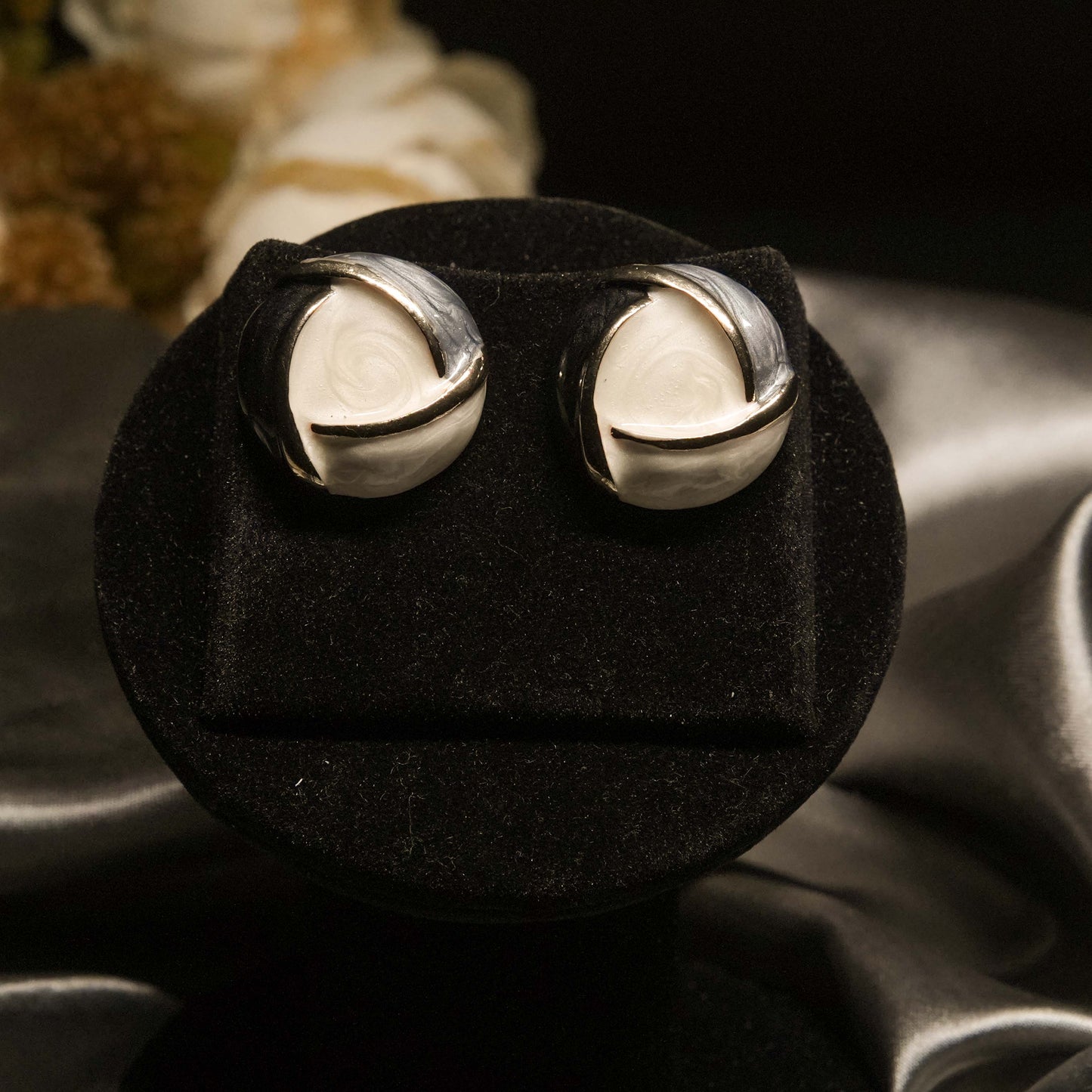 Swirl Noir Enamel Studs